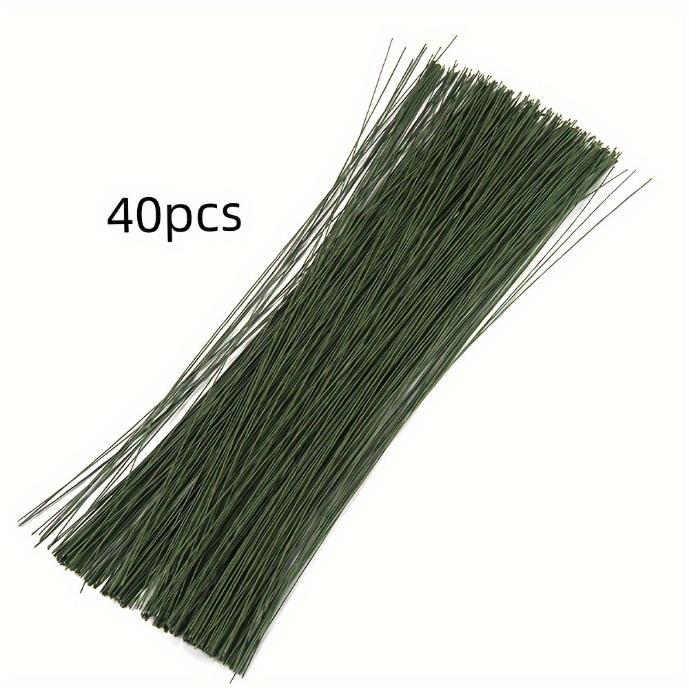 L Green/white Artificial Flower Stem Iron Wire Stem Floral - Temu