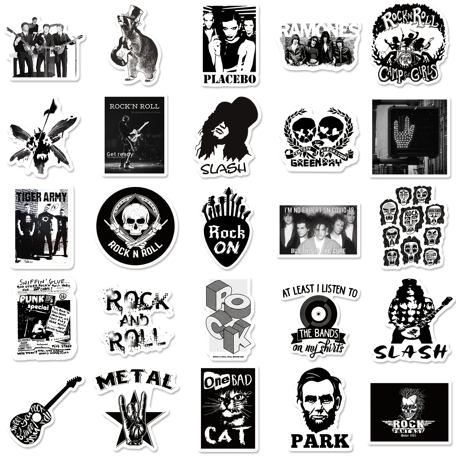 Black White Rock Stickers Graffiti Stickers For Guitar - Temu