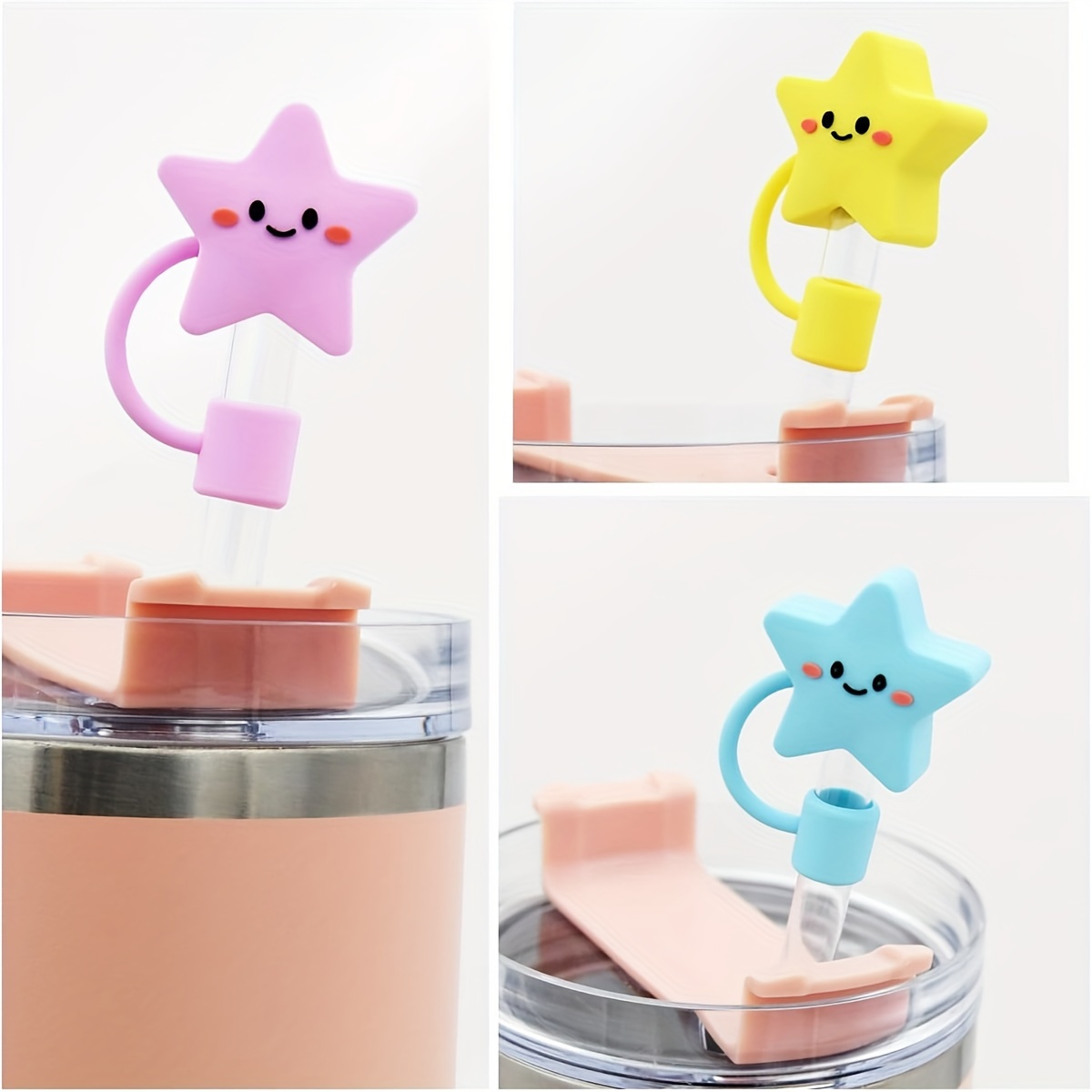 4pcs Cute Cartoon Star Shaped Straw Cover For 10mm Straw, Reusable  Leakproof Dustproof Straw Plugs, Cup Accessories