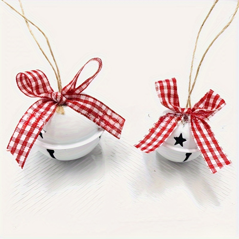 Christmas Bell Ornaments, Metal Jingle Bells with Bowknot and