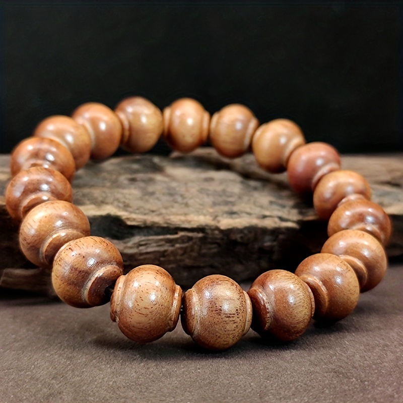 Men's Reddish Brown Wooden Bead Bracelet