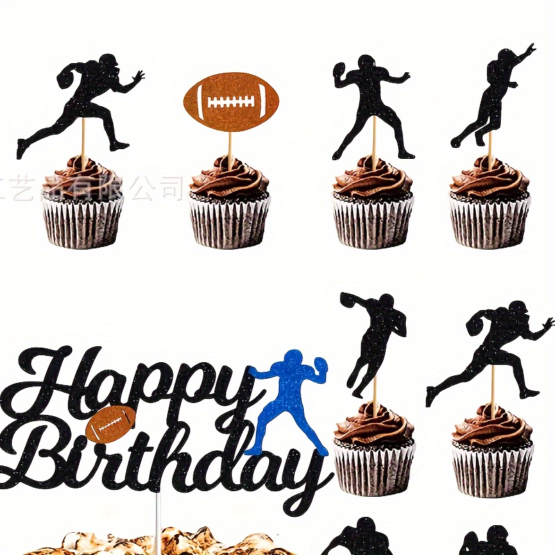 7pcs rugby themed party cake inserts sports themed happy birthday cake decorations large inserts