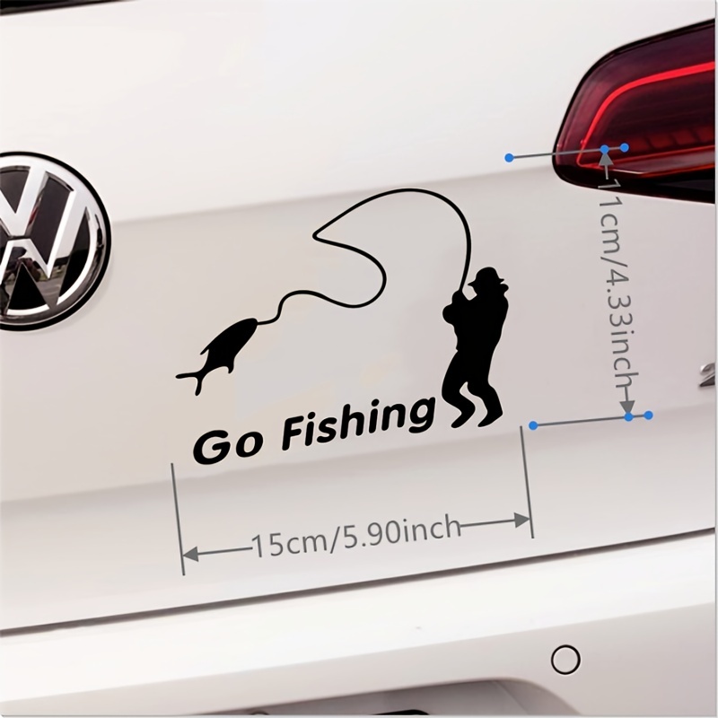 Go Fishing Sticker Car Sticker, Creative Car Door Window Bumper Stickers,  Waterproof Car Scratch Cover Stickers Decals For Cars Trucks * Decor