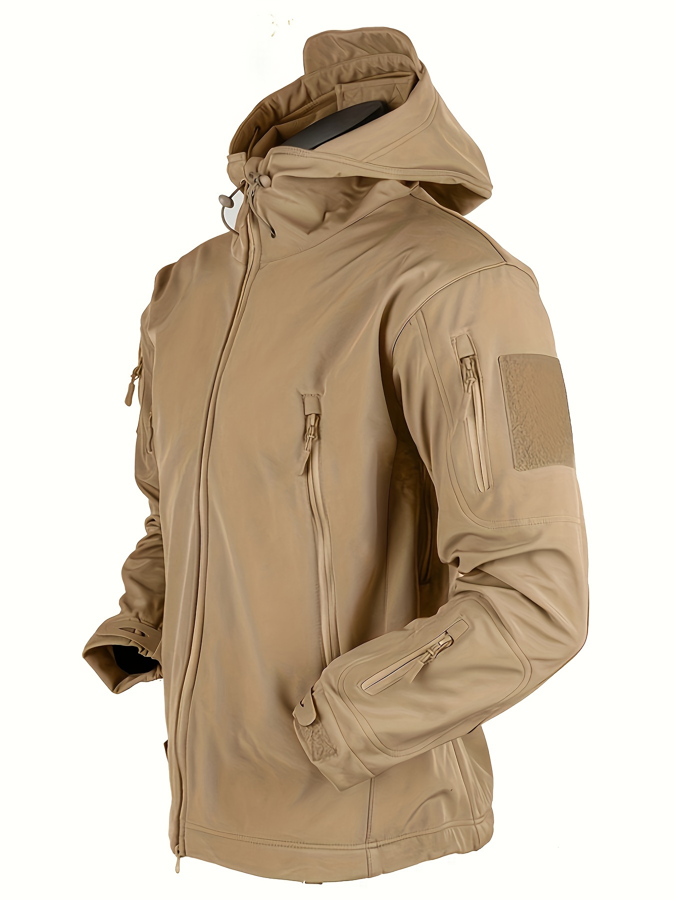 warm fleece hooded windbreaker jacket mens casual zip up jacket coat for fall winter outdoor hiking camping cycling