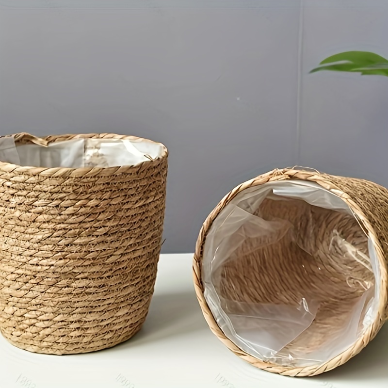 Yardwe Maceta de mimbre para plantas de hierba marina, cesta para macetas,  contenedores de macetas de paja natural para plantas de interior y