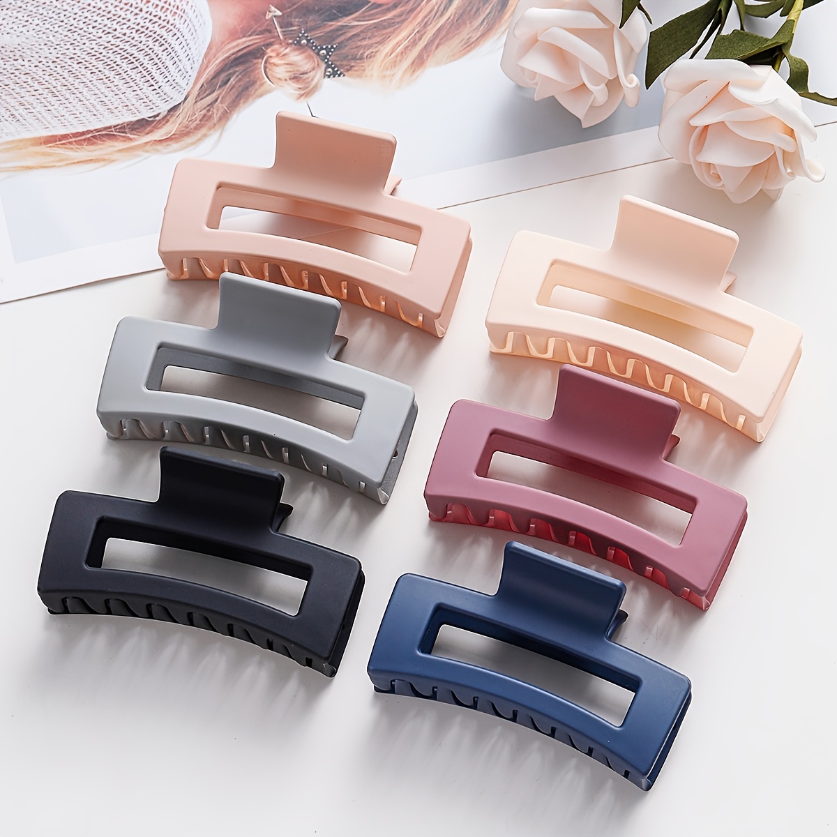 Blumen-Haarspangen Set – 8 Stück, Matte Farben – Rutschfester Halt Für Dickes & Dünnes Haar