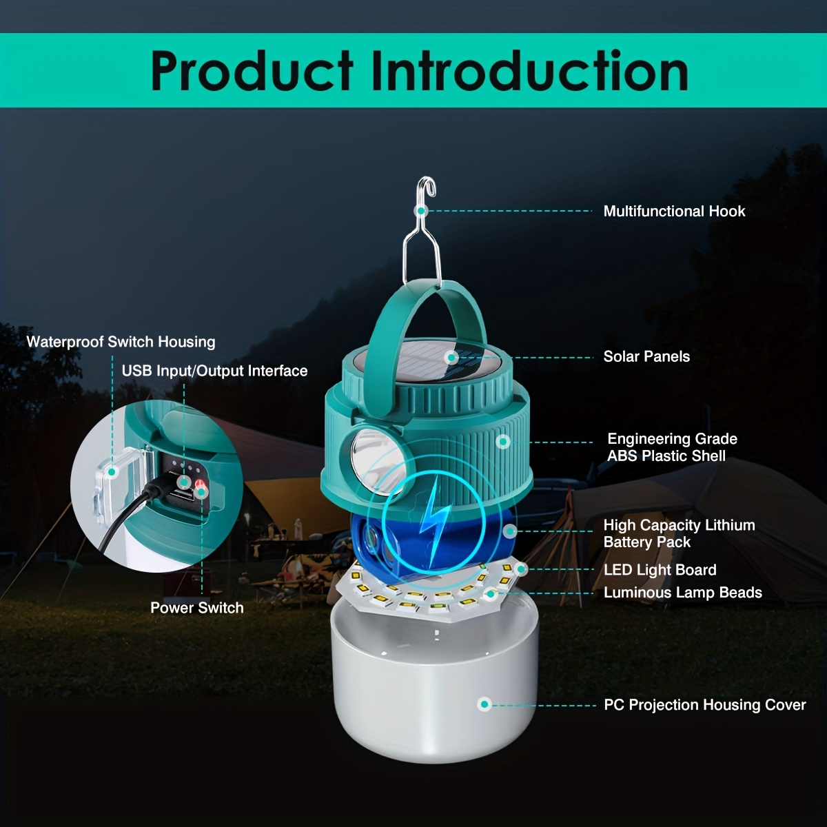 4 Pack Led Tent Lantern Lamp Emergency Light Battery Powered Waterproof  Portable Bulb For Hiking Fishing Camping Household Car Repairing