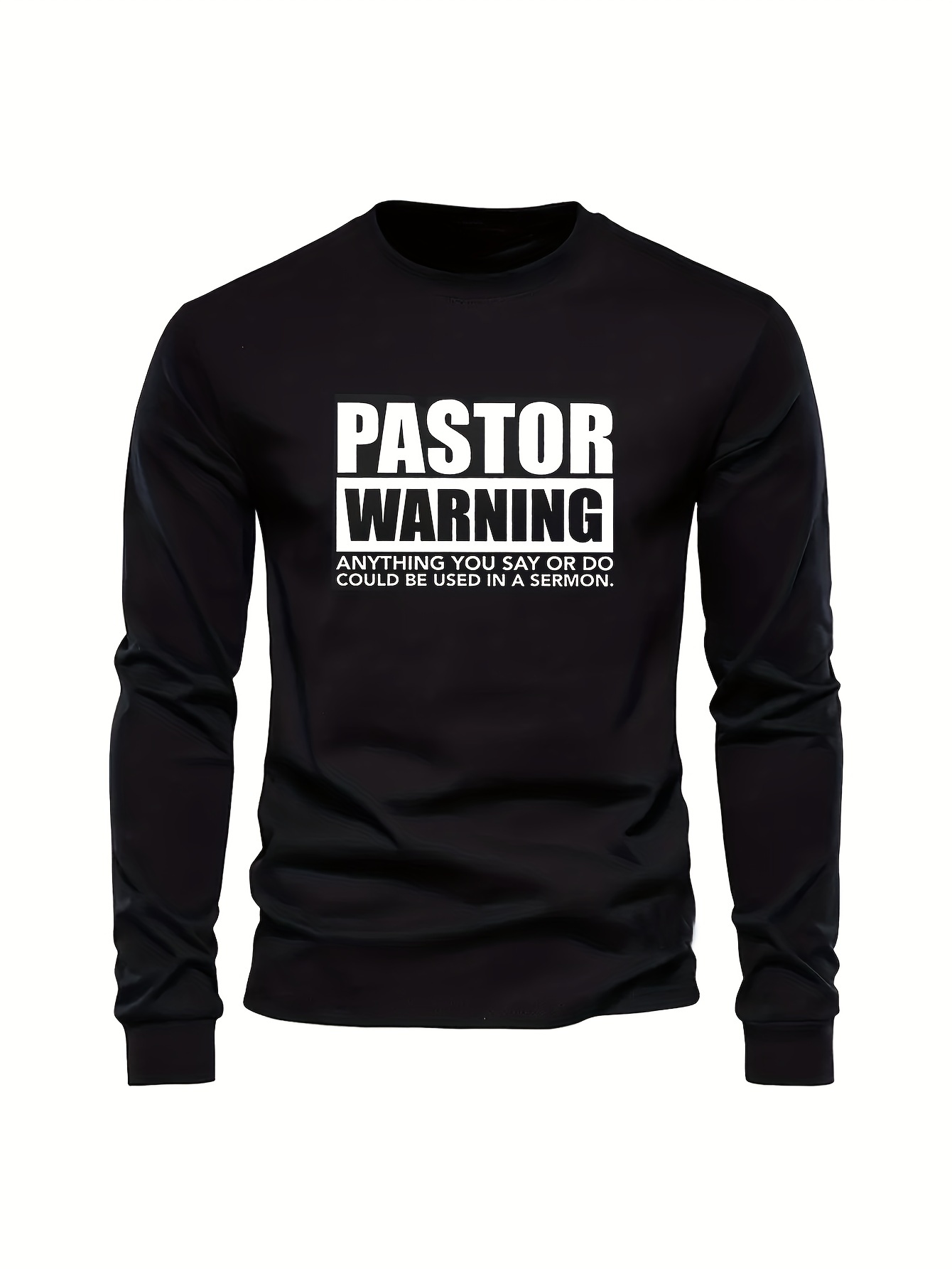 Pastor Warning Camiseta Básica Informal Manga Larga Cuello - Temu Mexico