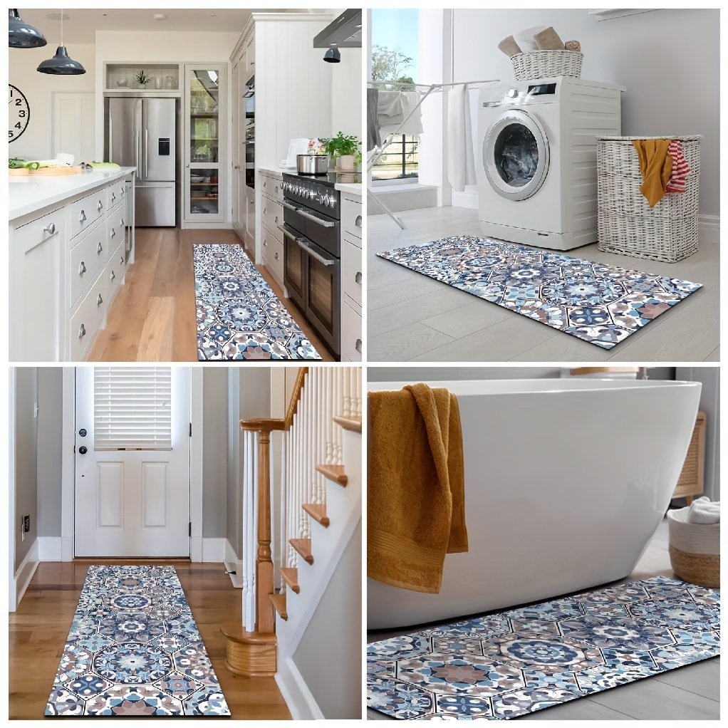 Anti Fatigue Kitchen Mat, Blue Cushioned Kitchen Rugs, Comfort Floor Mat  Pvc Waterproof Non Slip Kitchen Carpet Rug Runner For Sink Laundry - Temu  Philippines