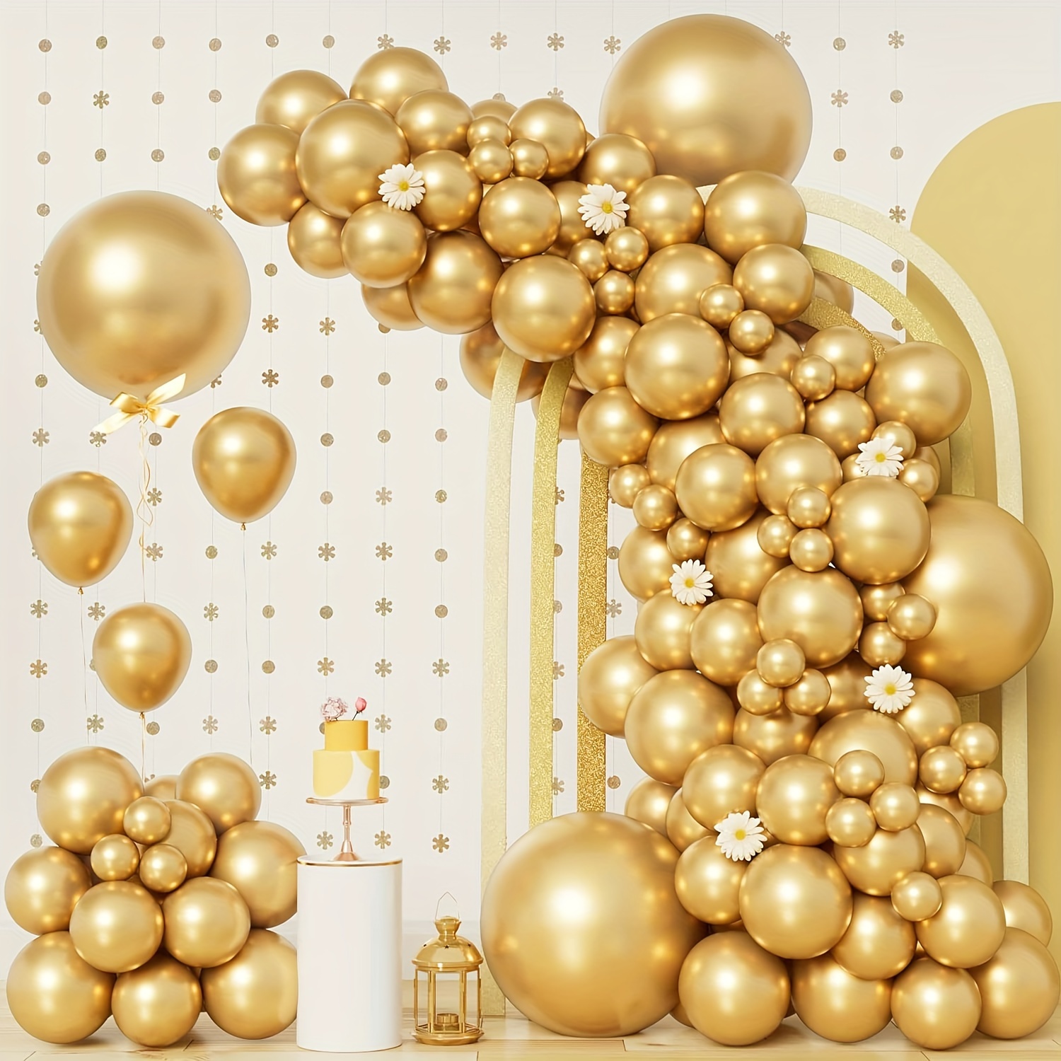 1pcs Grande 7ft (circa 2,2m) Kit Di Arco Di Palloncini Rotondi In Metallo  Dorato Per Decorazione, Adatto Per Decorazione Di Feste Di Compleanno,  Decorazione Di Matrimonio, Decorazione Di Laurea E Sfondo Fotografico