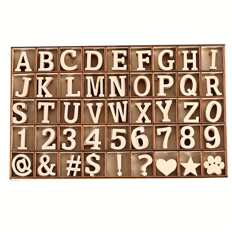 36 Pieces Wooden Letter Number Set Unfinished Wood Capital Alphabet Letters  Wooden Numbers DIY Cutout Wooden Letters for Wall Decor Home Decoration