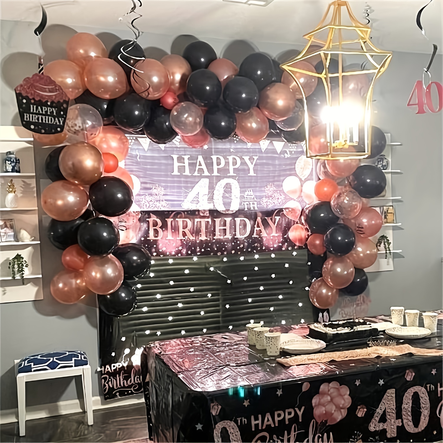 Rose Gold & Black Party  Rose gold party decor, Black party decorations,  18th birthday decorations