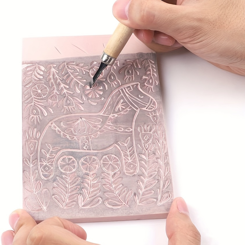 12 Pcs Rubber Carving Block - 4 x 6 Inch Linoleum Blocks for Printmaking -  Ru