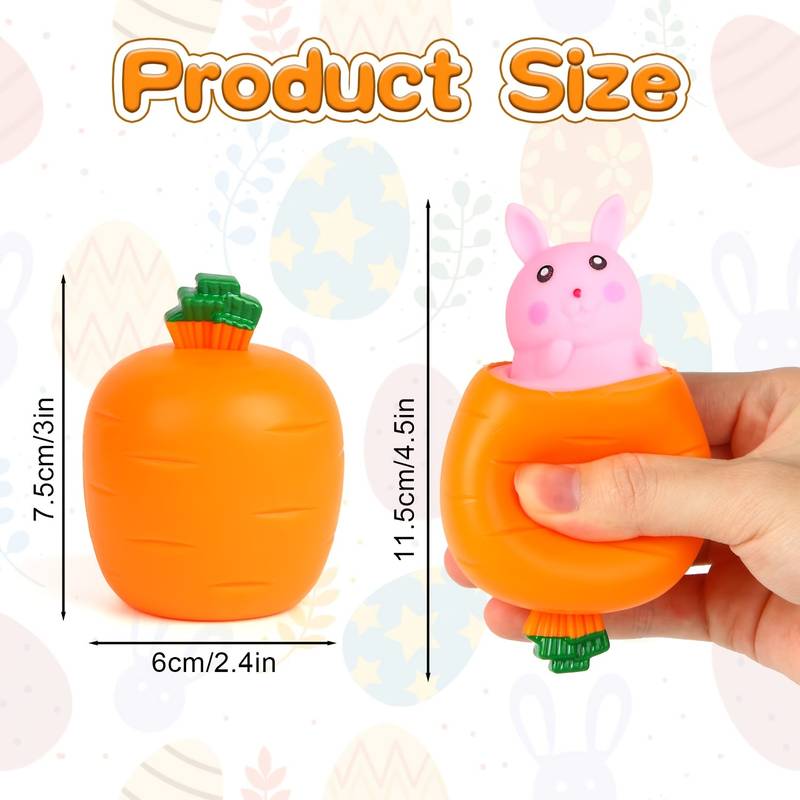 1pc Random Squeeze Toy Carrot Doll, Cute Squeezing Rabbit Doll Decompression Toy, Squeeze Fidget Toy, Carrot Doll Unzipped Relieve Boredom, Easter Toy, Easter Gift, Easter Basket Stuffers