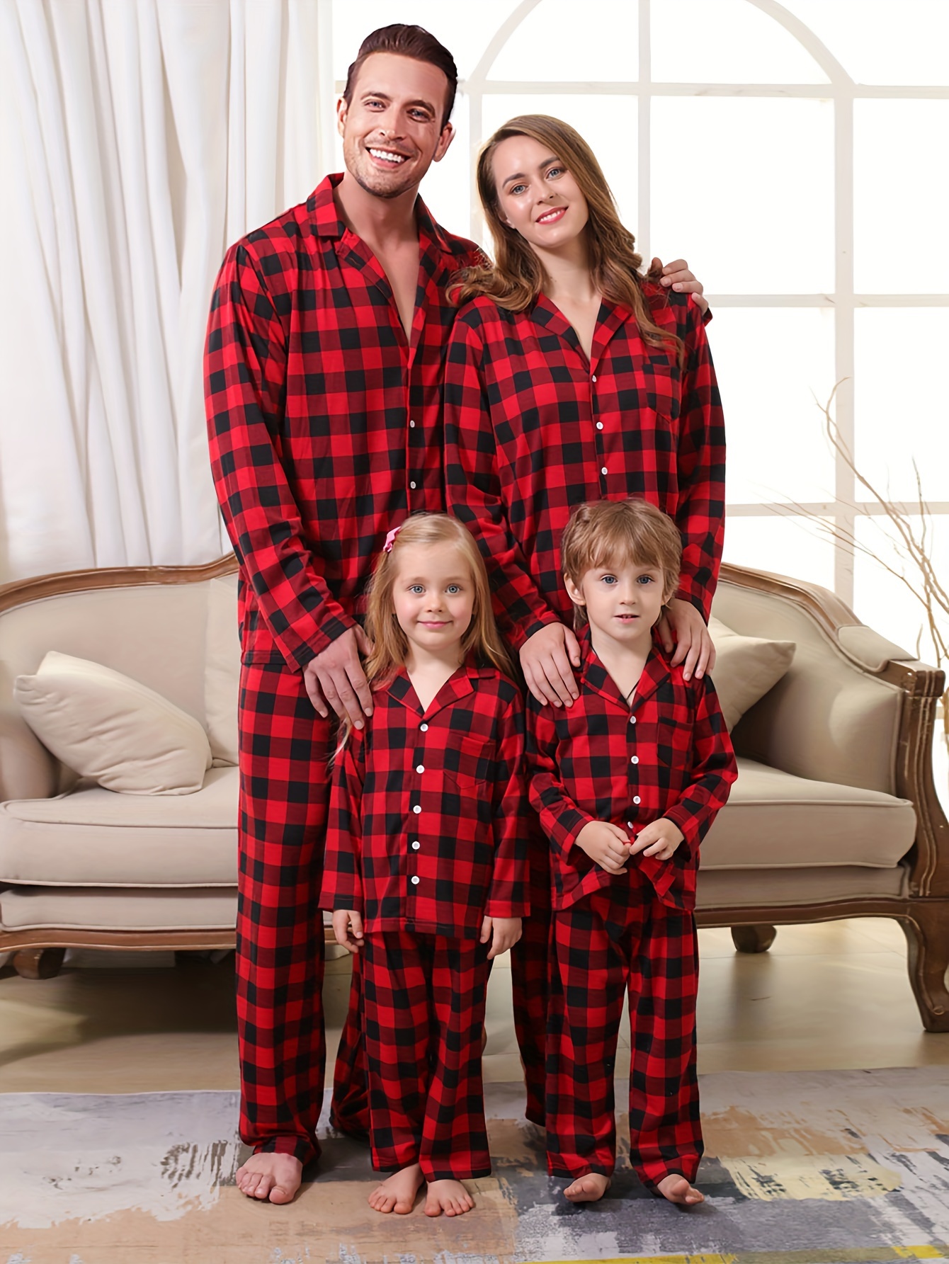 Green Plaid Family Pajamas - Temu
