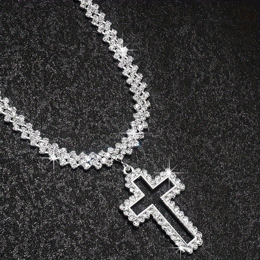 Collier Pendentif Croix Strass Bohème Pour Femmes - Bijou élégant Pour Fêtes Et Quotidien