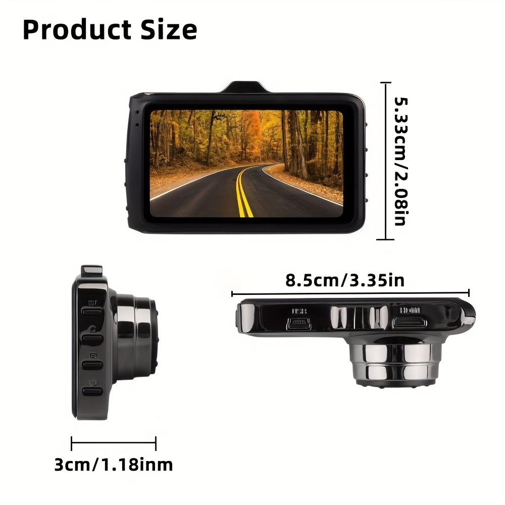 Dash Cam [Universale] - Telecamera per Auto, 1080p, Display 3, Angolo  Ripresa da 170°, Micro SD