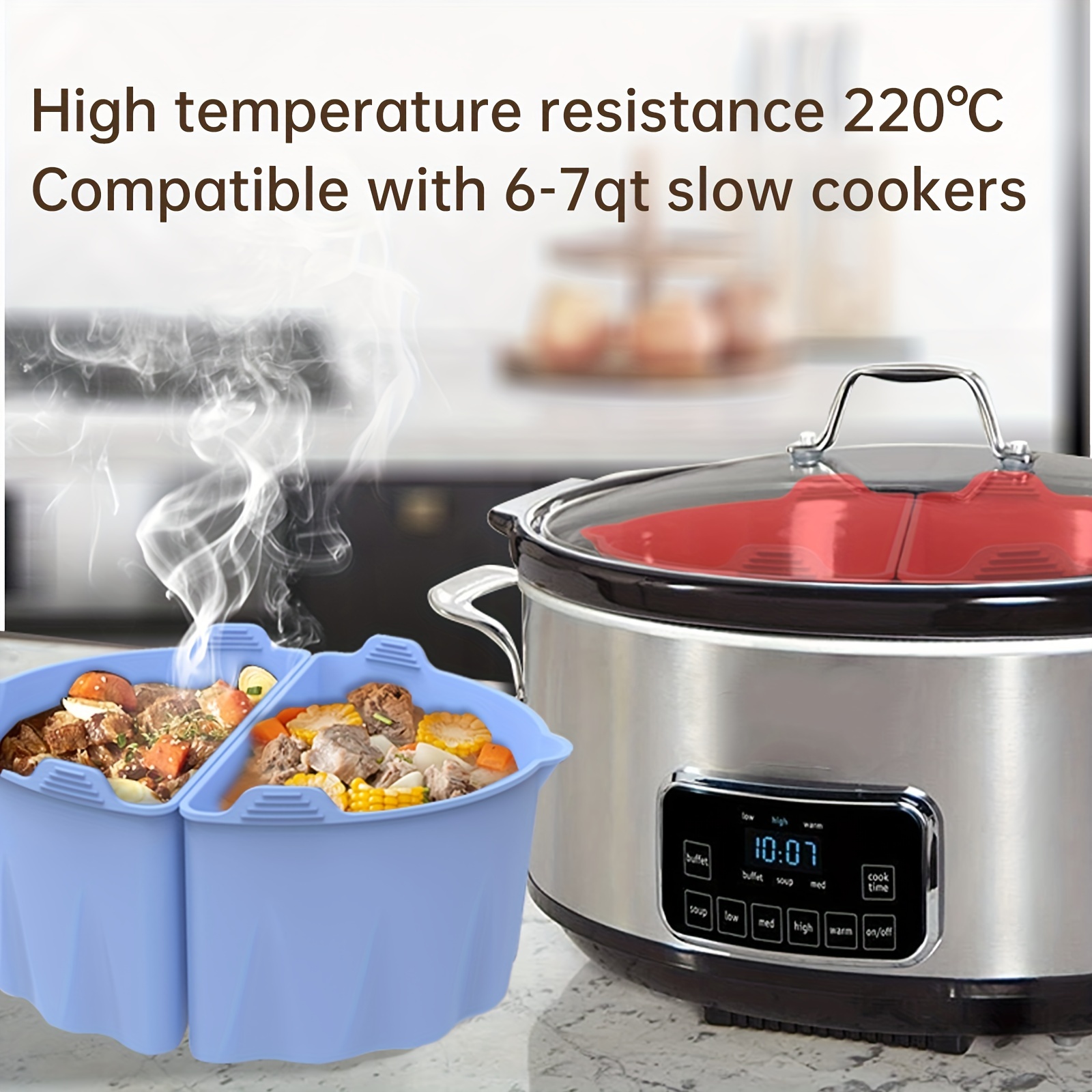 2pcs Slow Cooker Liner Heat Resistant Silicone Crock-pot Liners Kitchen  Supplies