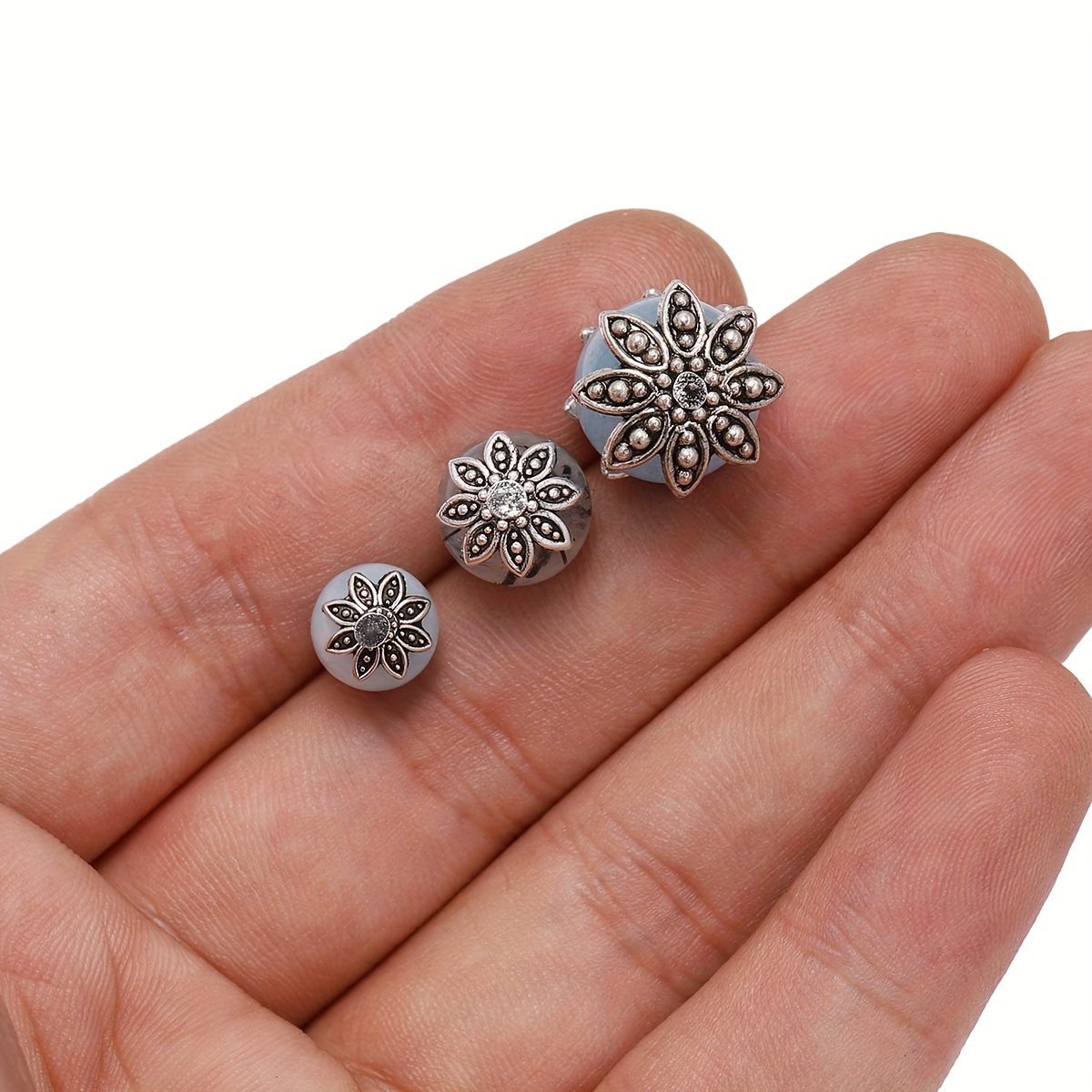 Round Leaf Retro Bead Flower Spacer Bead Pendant Loose - Temu