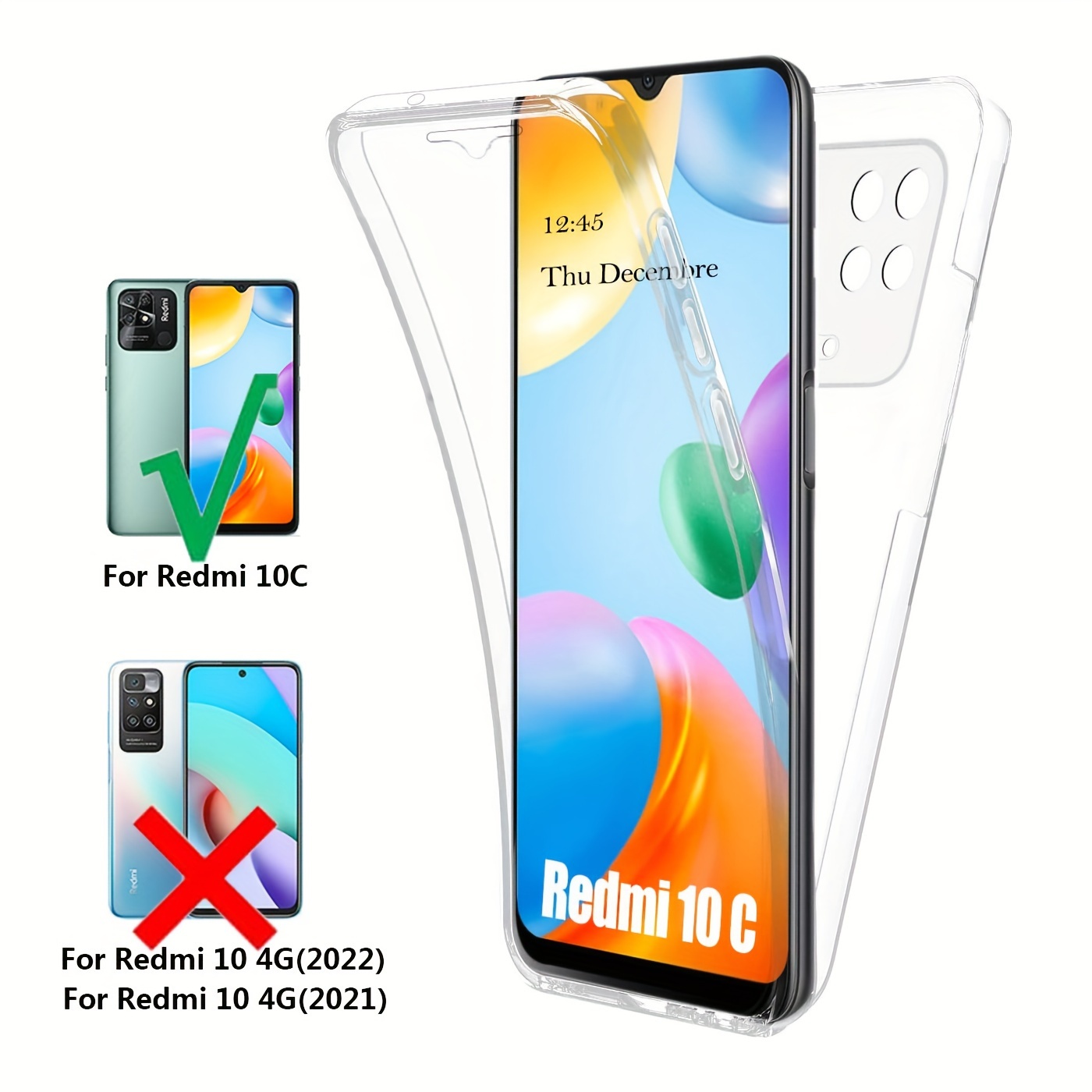 For XIAOMI REDMI 10 2022 TEMPERED GLASS SCREEN PROTECTOR + CLEAR SILICONE  CASE