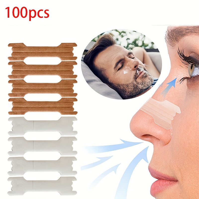 Tiras nasales antironquidos grandes para respirar bien dormir almohadillas  nasales (2.598 x 0.748 in) (100)