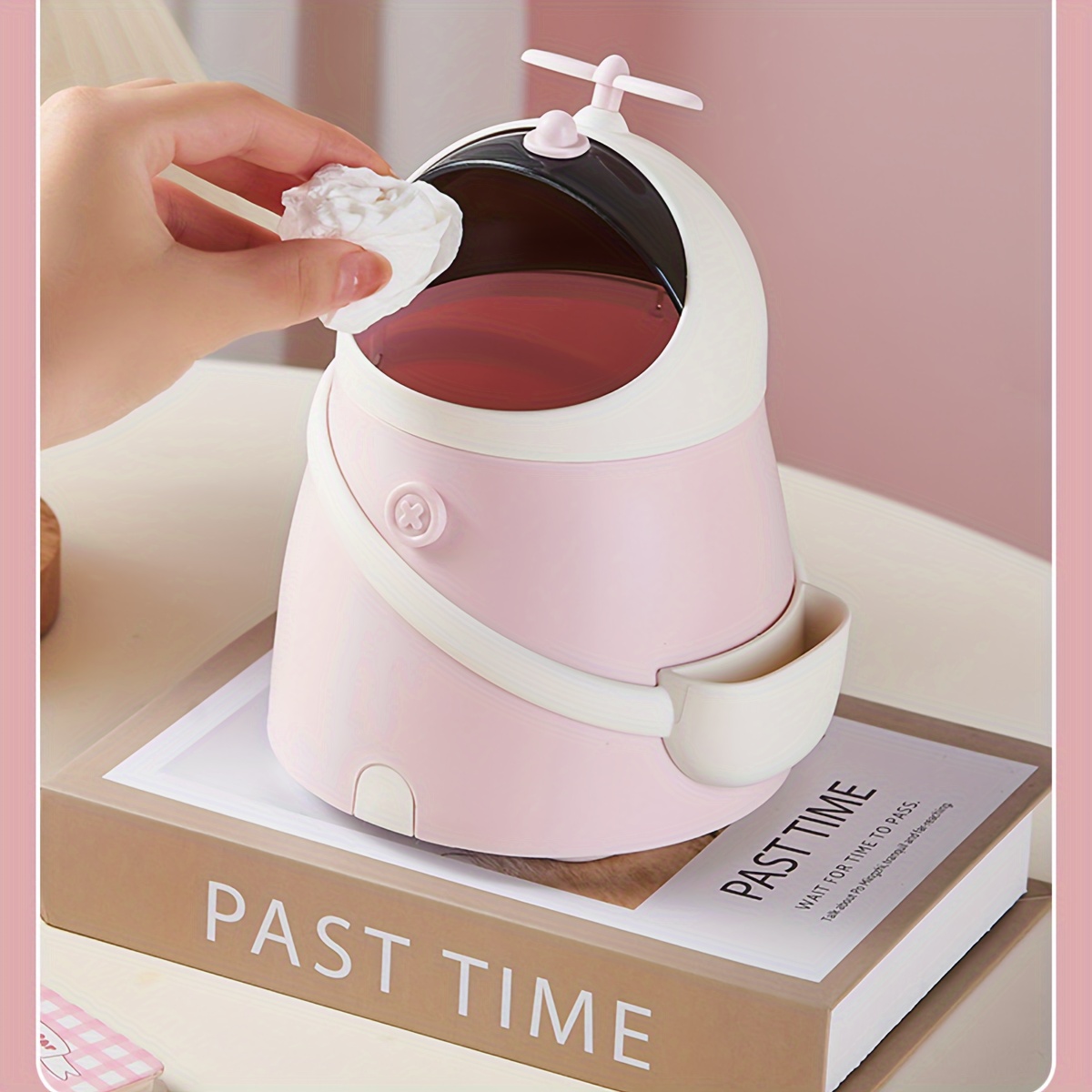 Desktop Small Trash Can Girly Cute Mini Storage Box With - Temu