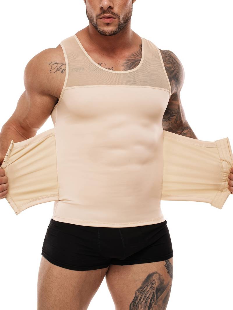 Men's Tummy Control Compression Vest – Slimming Body Shaper Undershirt (S-2XL, Black/White)