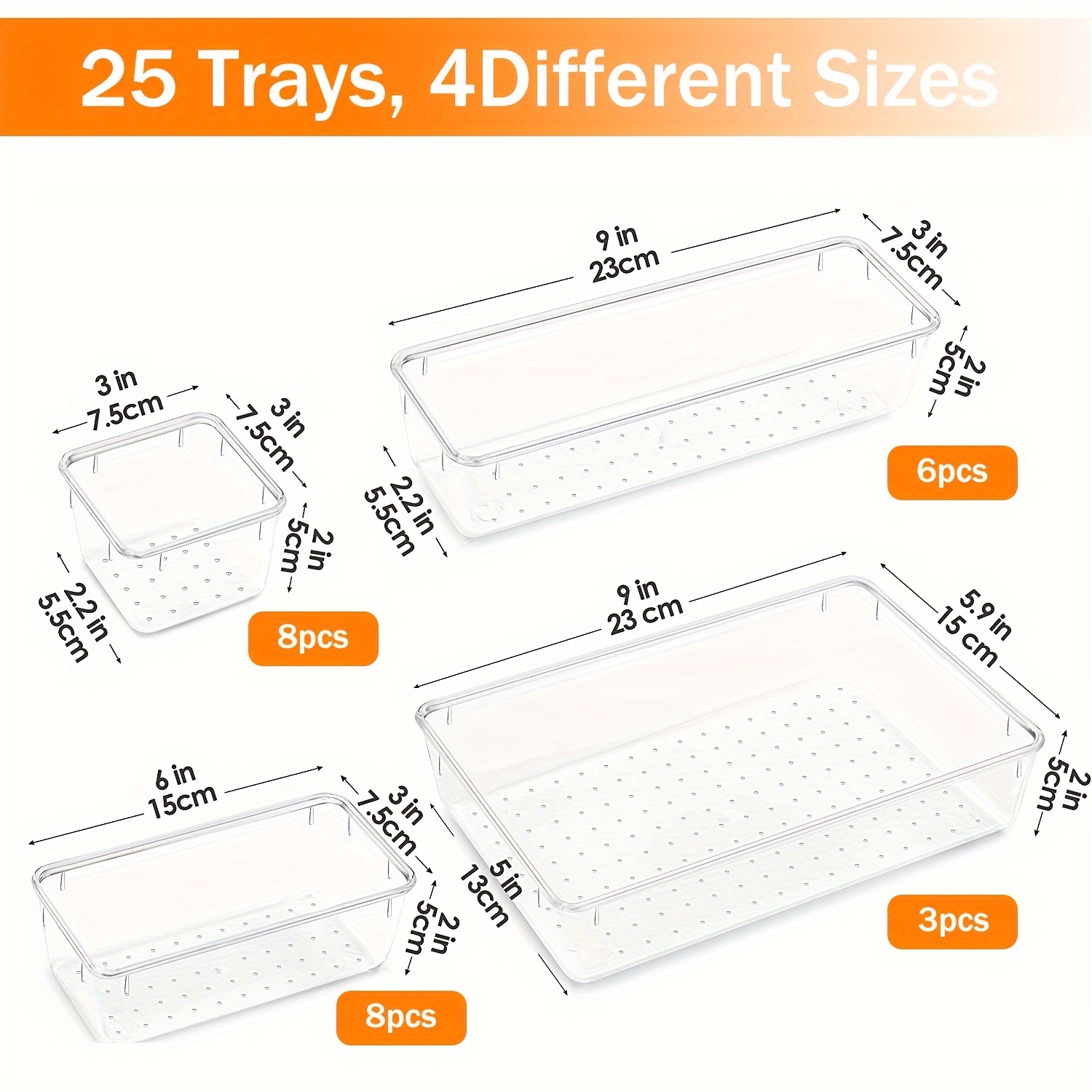 Clear Plastic Drawer Organizers Set 4 size Versatile - Temu