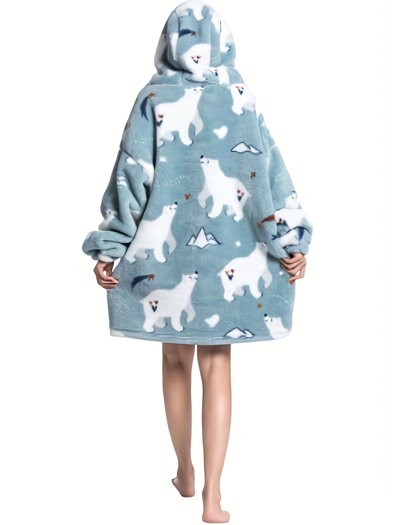 Animal Pattern Sherpa Fleece Hooded Blanket