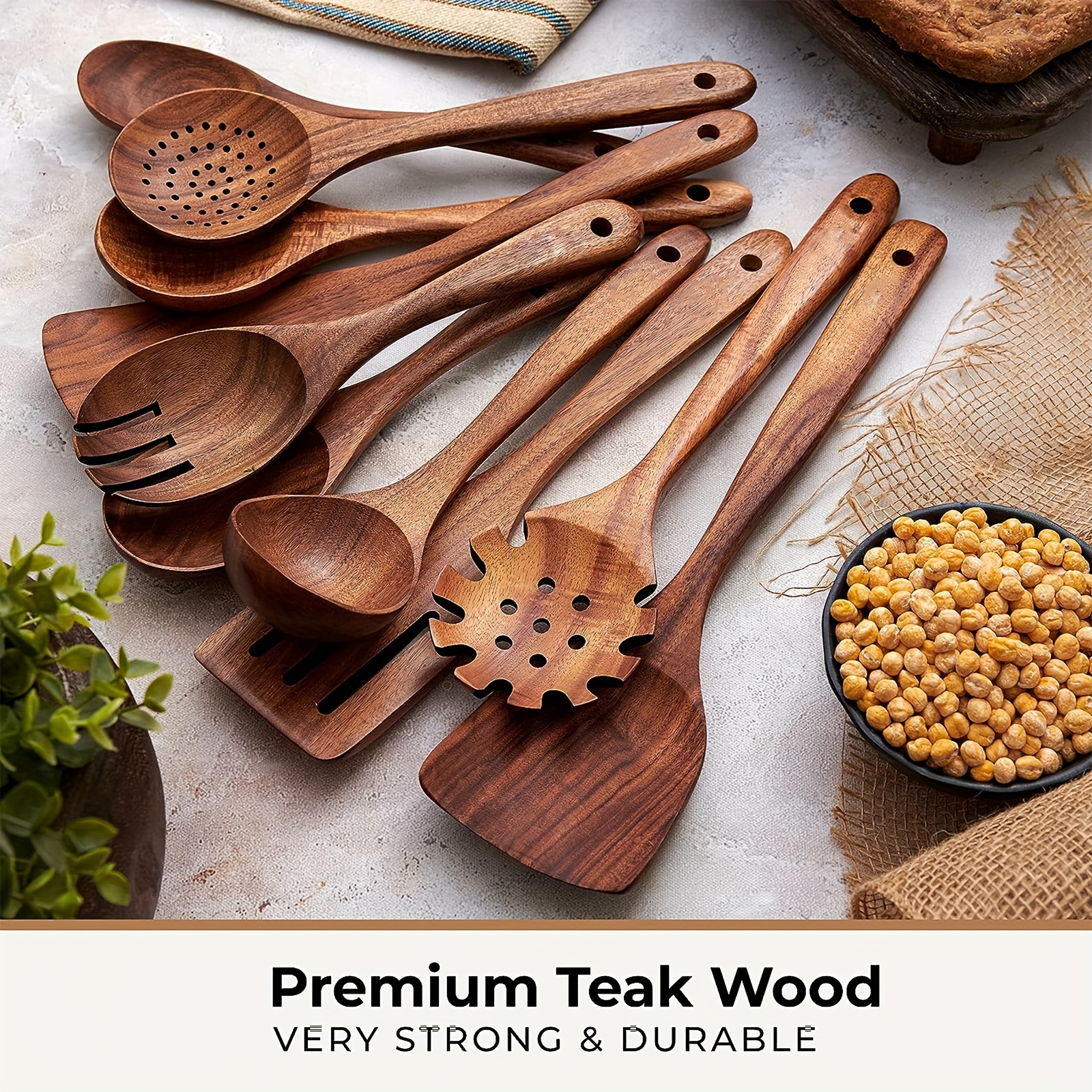 Wooden Spoons For Cooking Wooden Kitchen Utensils With A Box Sturdy,  Lightweight & Heat Resistant, Kitchen Stuff Kitchen Accessories Baking  Supplies - Temu