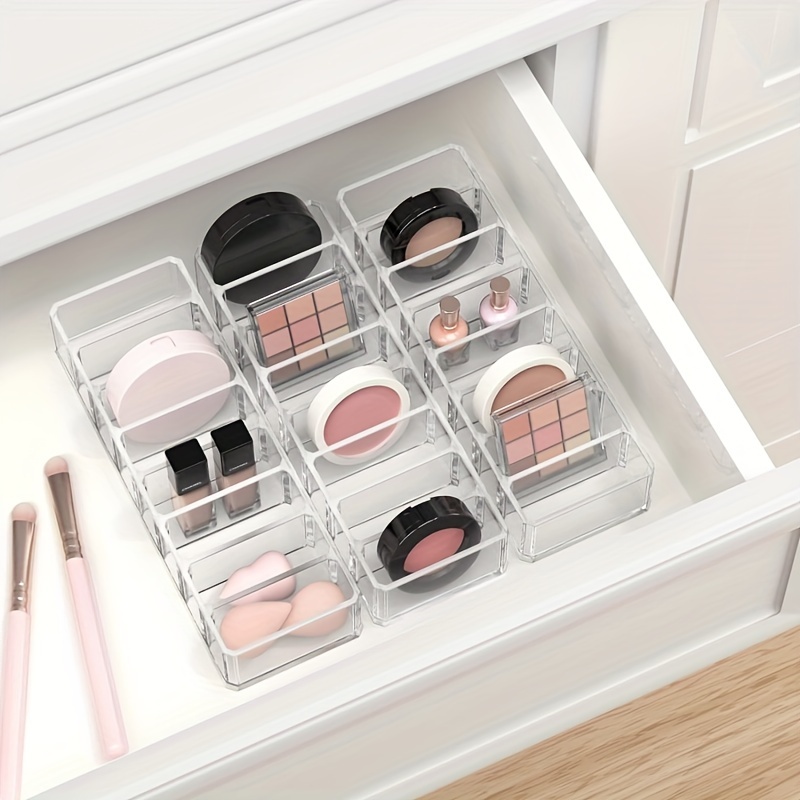 

1pc Clear Acrylic Makeup Compact Organizer, 8 Spaces Vanity Organizer Stand Eyeshadow Pallet Storage For Lipstick Bronzer Powder Highlighter, Skincare Cosmetic Display Case For Bathroom Bedroom