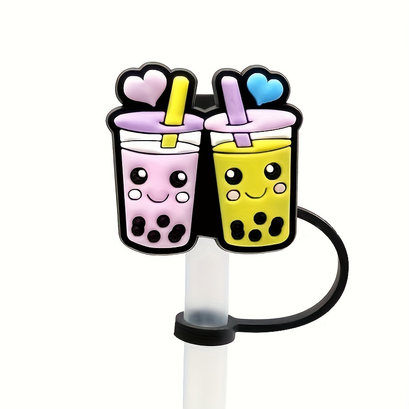 Reusable Dustproof Silicone Straw Cover Cute Cartoon Splash - Temu