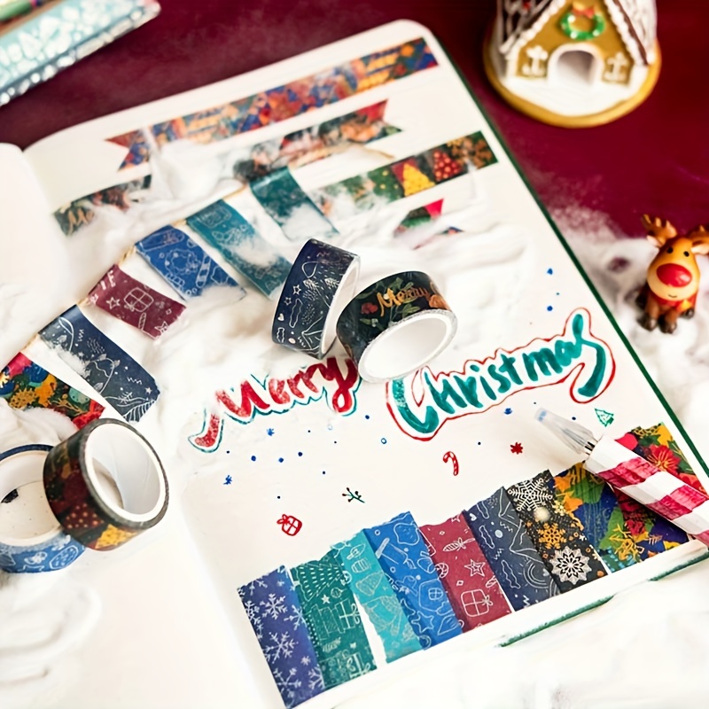 Cinta Washi con purpurina dorada: cinta adhesiva para Navidad,  manualidades, álbumes de recortes, cuaderno de viajeros, diario -   México