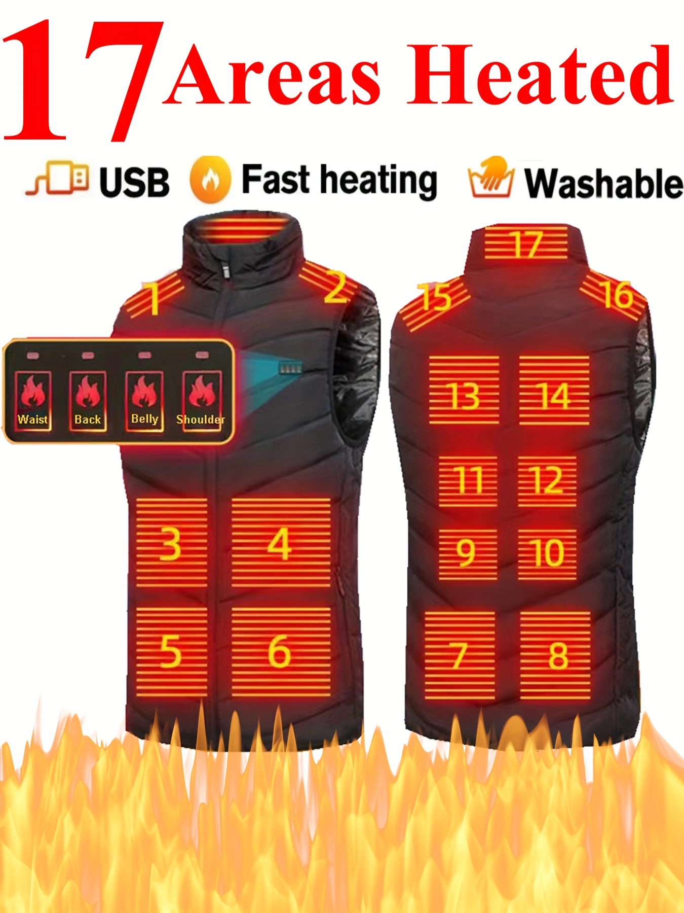 Men Women Winter Heated Underwear Suit USB Electric Power Heating