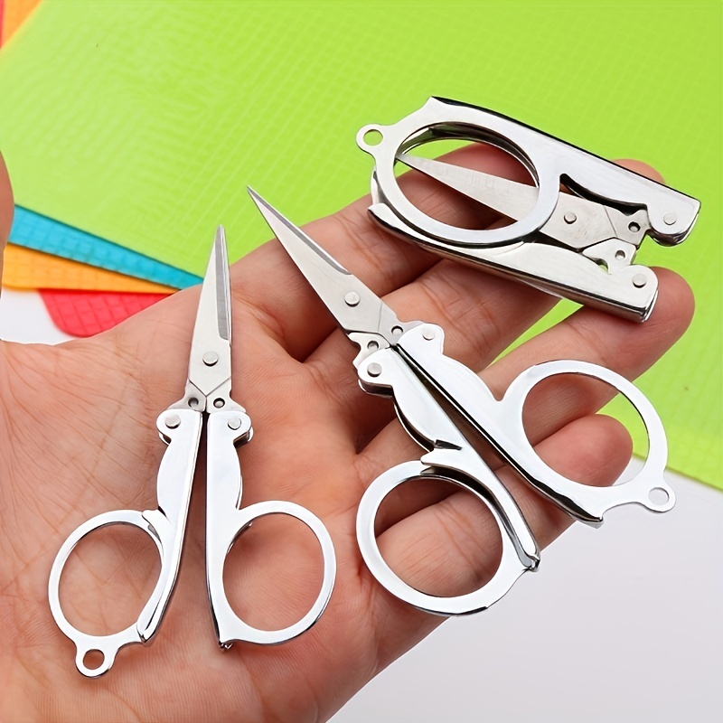 White Folding Scissors,Sewing Scissors,folding scissorsSafe Portable Travel  Scissors Foldable Cutter Pocket Mini Scissor Sewing Scissors， Scrapbooking