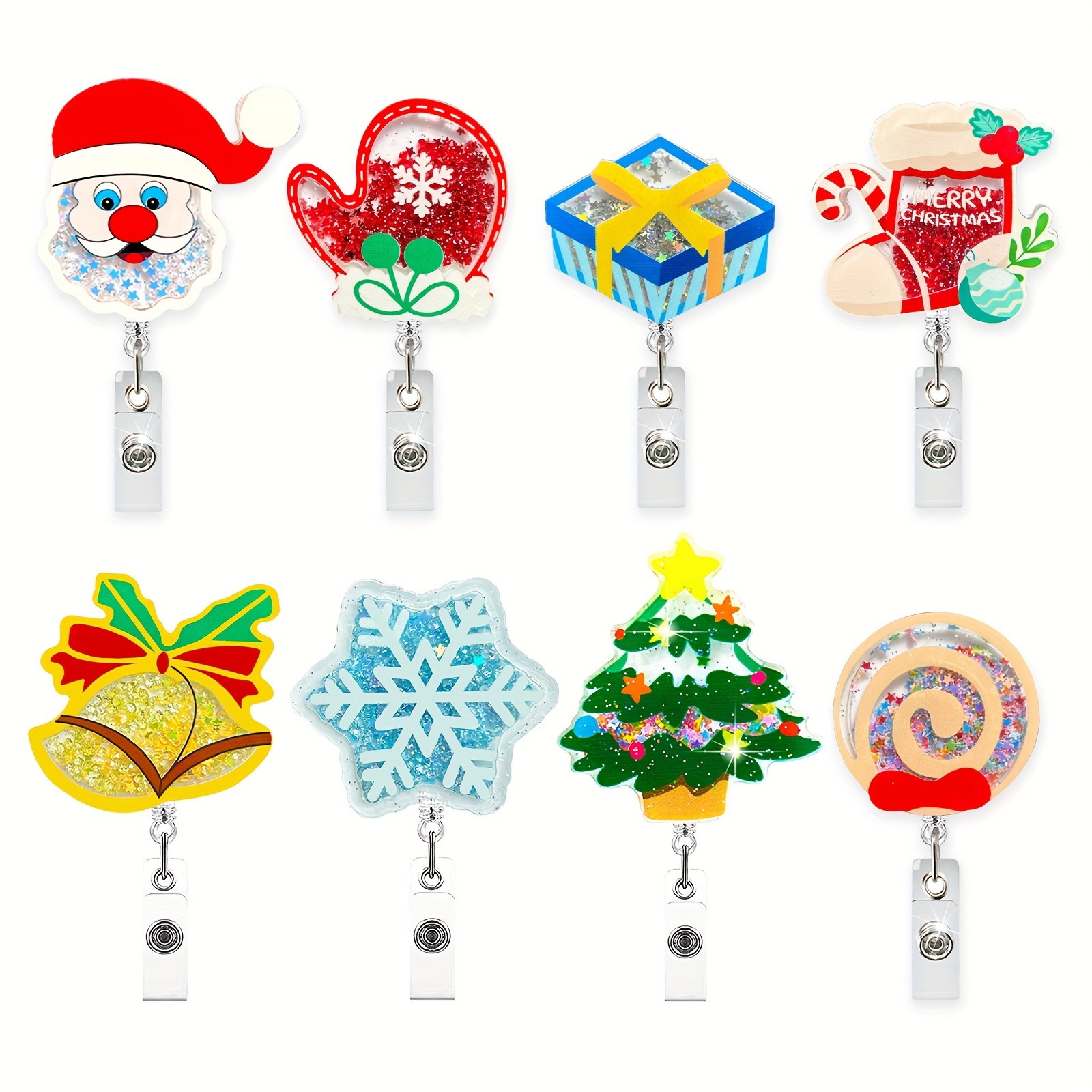 Christmas Tree Badge Reel, Tree With Lights Badge Holder, Nurse Badge Reel,  Teacher Lanyard, Coworker Gift, Retractable ID Holder GLITTER 