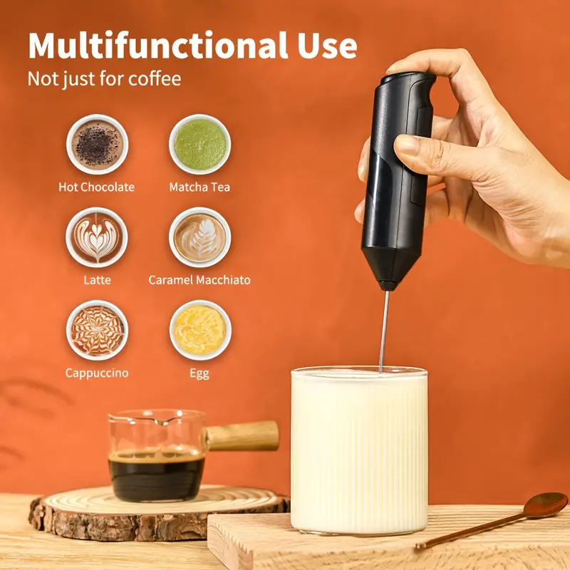 Milk Frother Handheld With 2 Mixer,3-Speed,USB Rechargeable Electric Foam  Maker for Coffee Frappe Latte Cappuccino Hot Chocolate - AliExpress