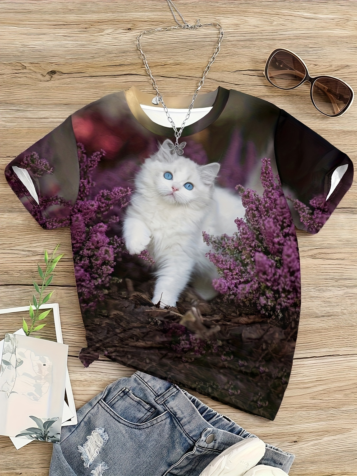 Colorful Art Cat 3d Digital Pattern Print Men's Graphic T - Temu