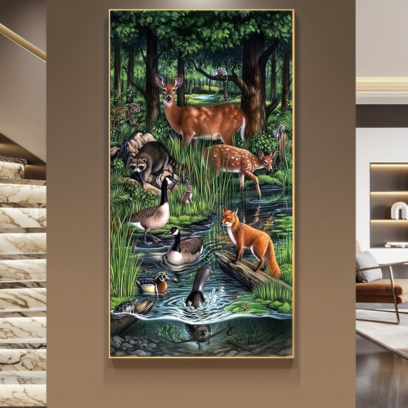 Cute Deer Full Round Artificial Diamond Painting Kits 5d Art - Temu