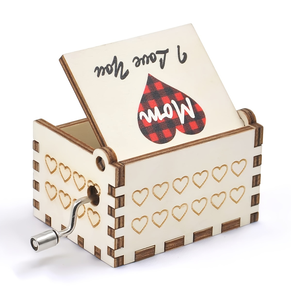 Caja de música personalizada, regalo personalizado con texto fotográfico,  caja de música de manivela de madera para el día del padre, día de la  madre