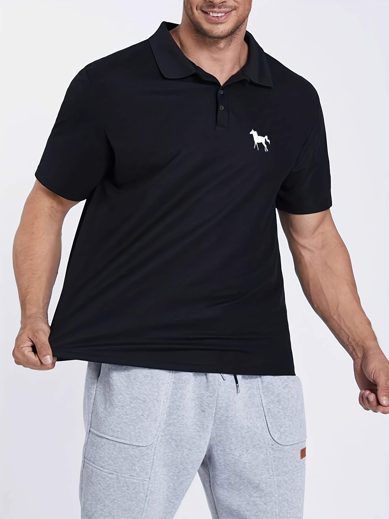 Mens polo shorts store with horses all over