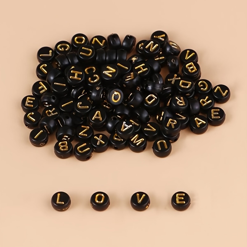  Amaney 1000pcs 4x7mm Round Letter Beads Colorful Acrylic with  Gold Letter Alphabet for Jewelry Making