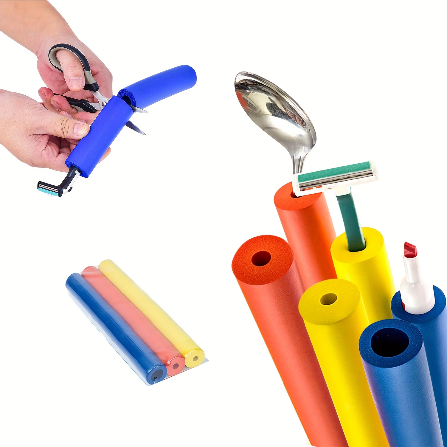 Agarre de tubo de espuma/tubo de espuma, 8 piezas (4 tamaños), ayuda cómoda  para utensilios, sin BPA/ftalato/látex