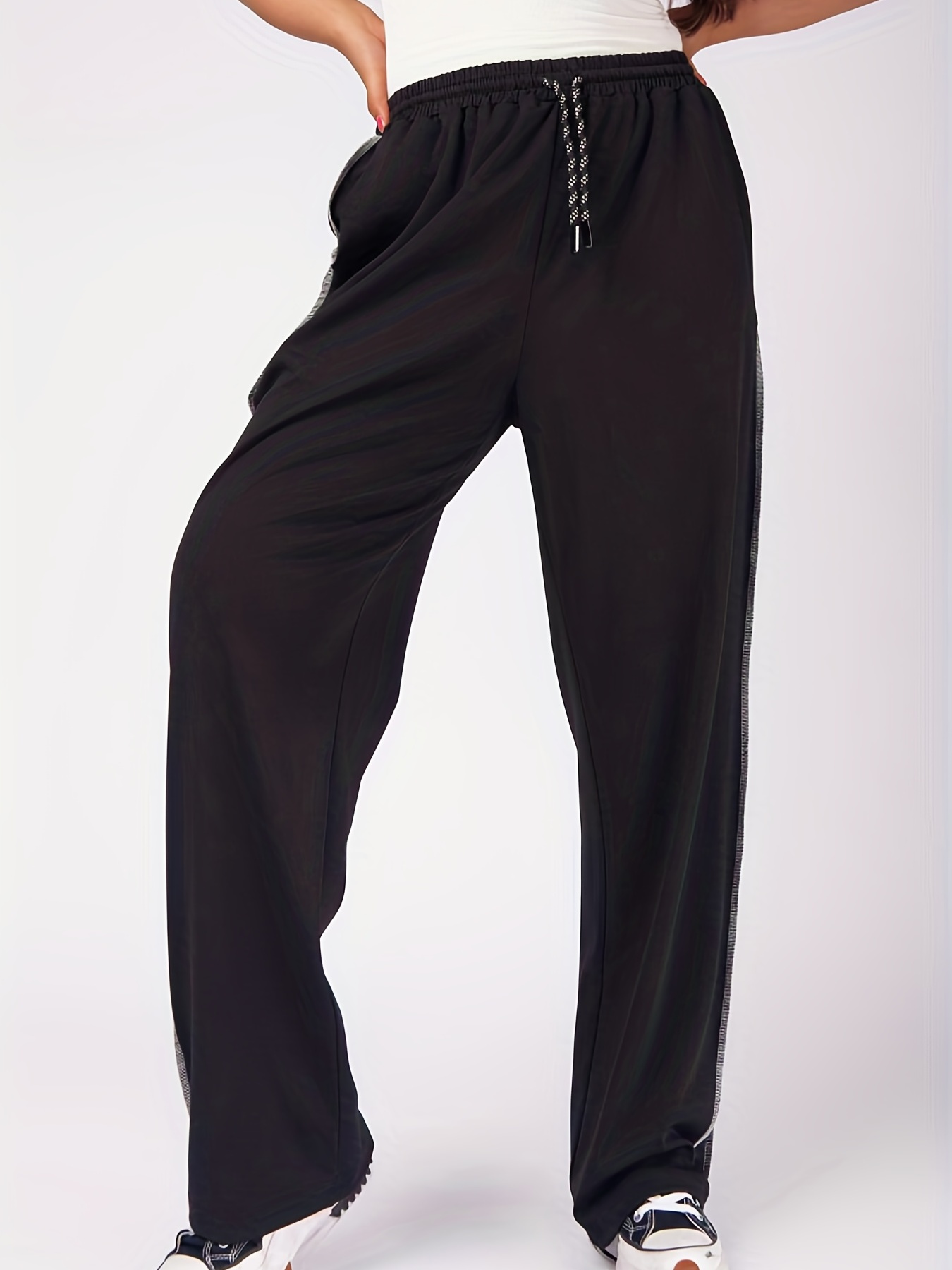 Plus Size Solid Straight Leg Pants Casual Pants Spring - Temu
