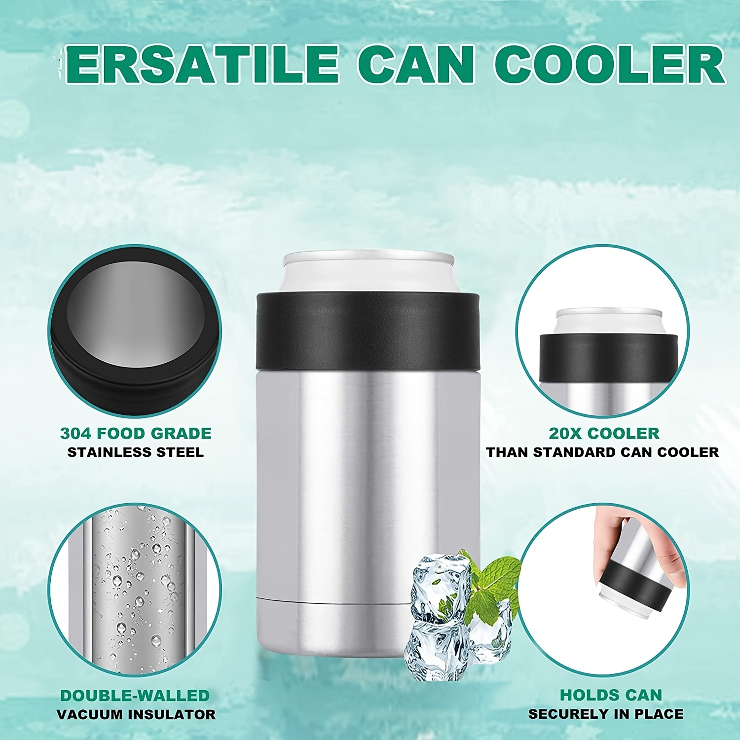  4-in-1 Slim Can Cooler Easy to Hold Insulated Beer Can Holder  Double-walled Stainless Steel for All 12 Oz Cans(Star): Home & Kitchen
