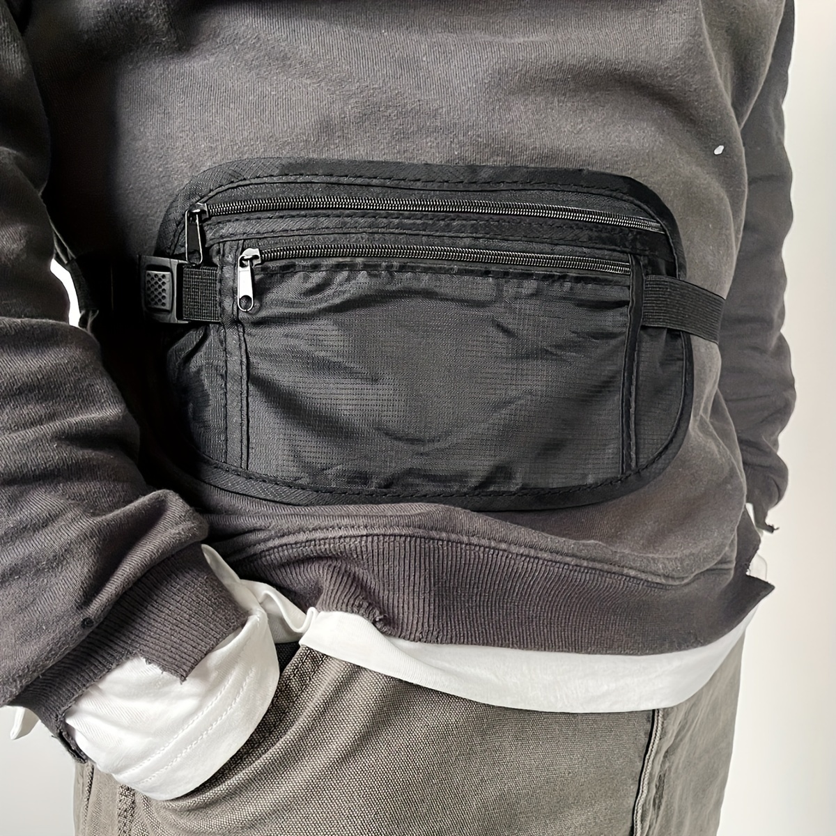Pochete masculina transversal  Bolsa de cintura pequena invisível