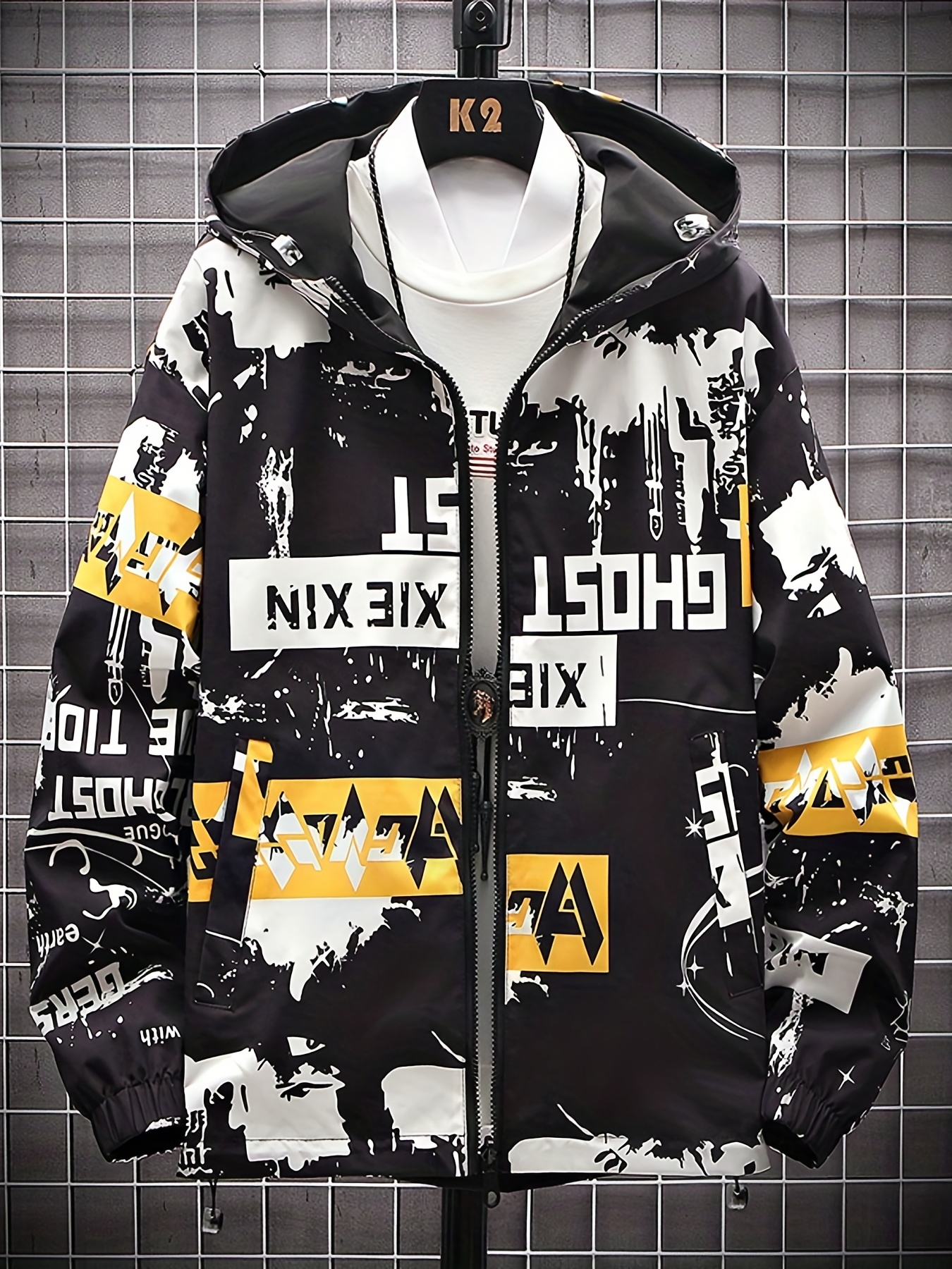 Bear Printed Two Side Wear Jacket Men Hooded Windbreaker Men's Jacket  Streetwear Hip Hop Outfits Coats : : Clothing, Shoes & Accessories