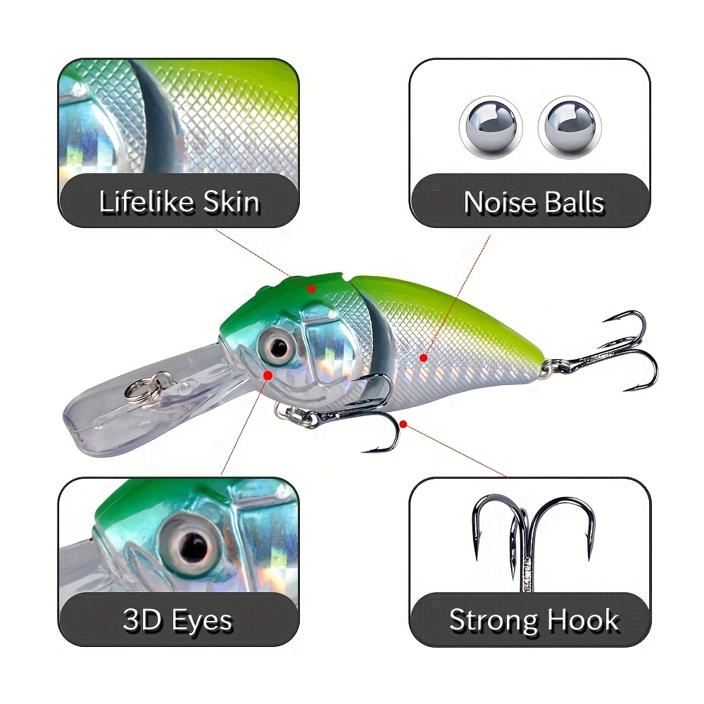 6 Colors 3d Eye Fishing Lures Crank Bait Jerkbait Wobblers - Temu