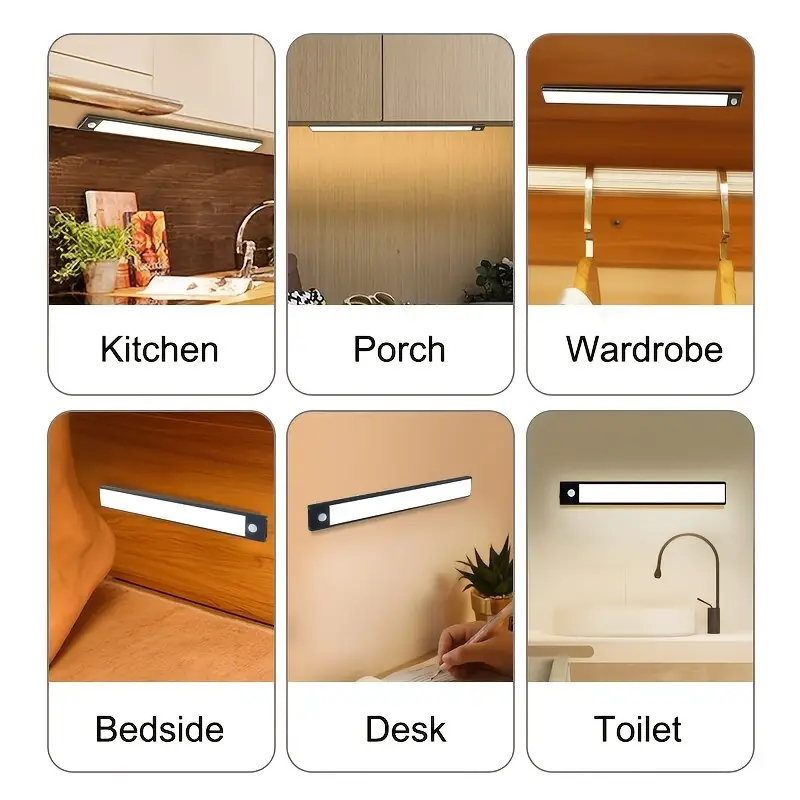 1pc led motion sensor cabinet light under counter closet lighting wireless magnetic usb rechargeable kitchen night lights battery powered operated light for wardrobe closets cabinet cupboard stairs corridor shelf 3 9 or 7 9 details 4
