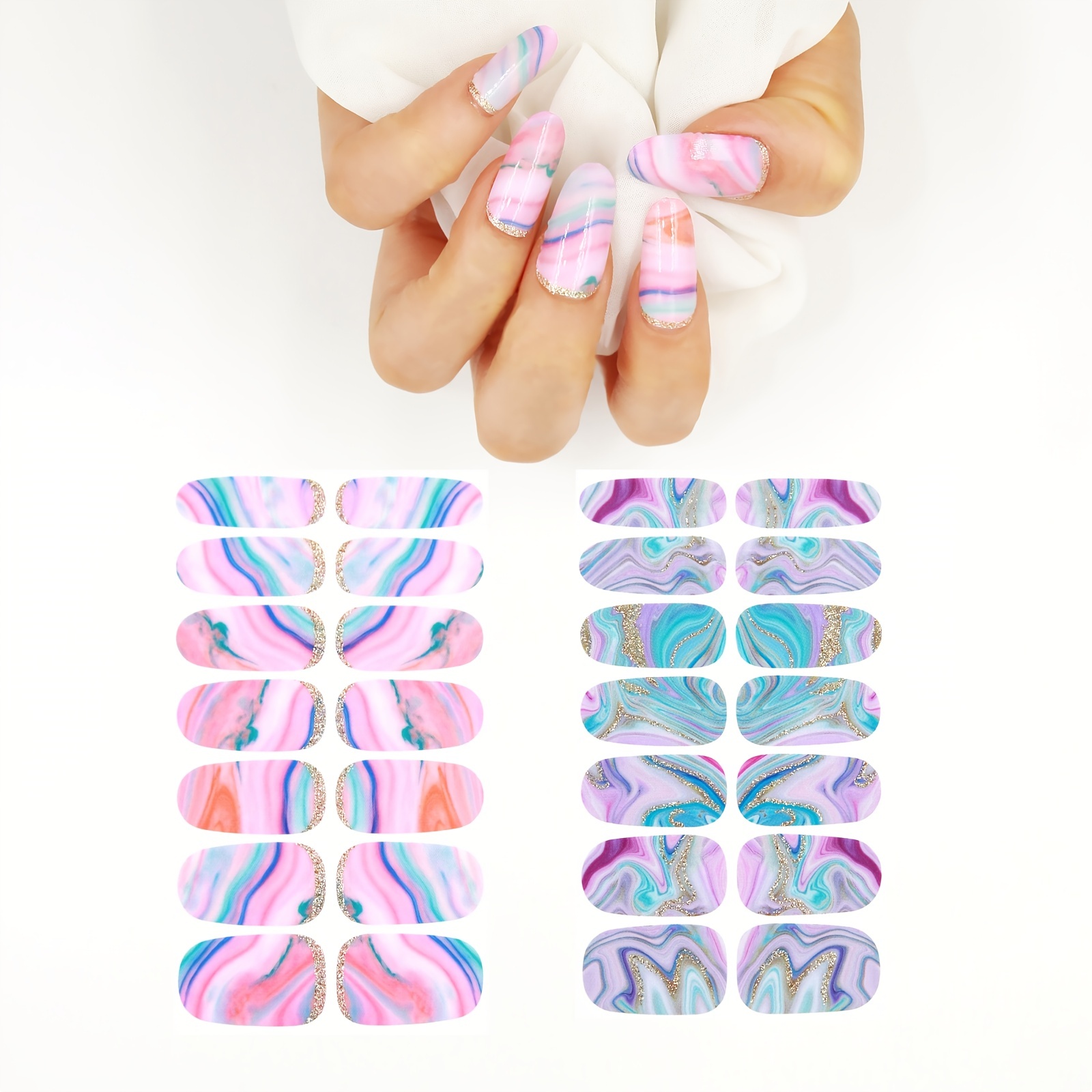 2 Sheets Full Cover Nail Stickers for Creative Nail Art